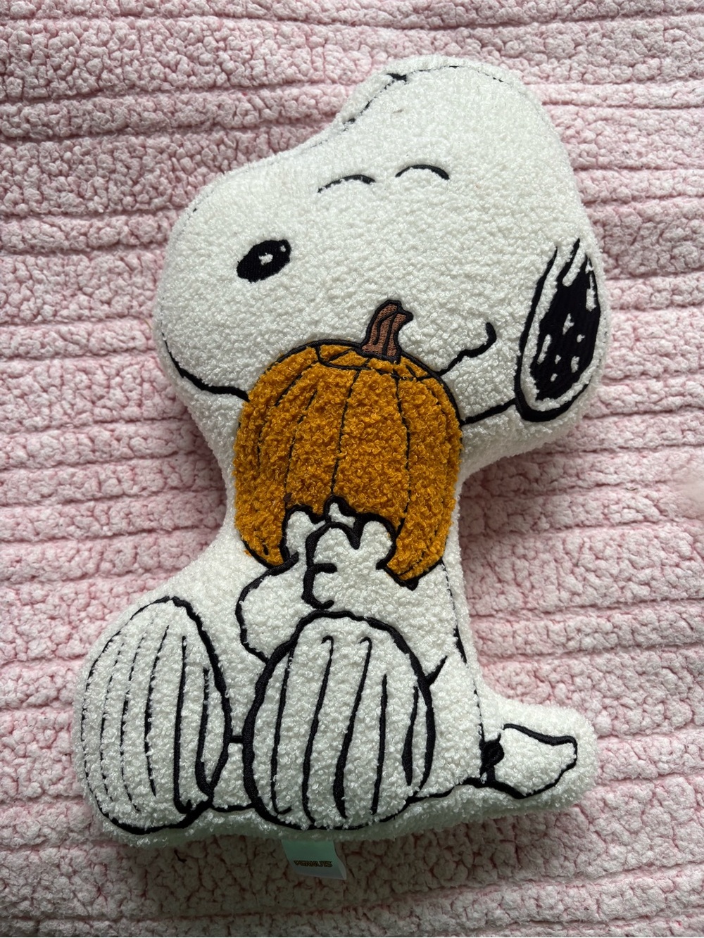 Peanuts Snoopy Pumpkin Plush Pillow - White, Black, Orange